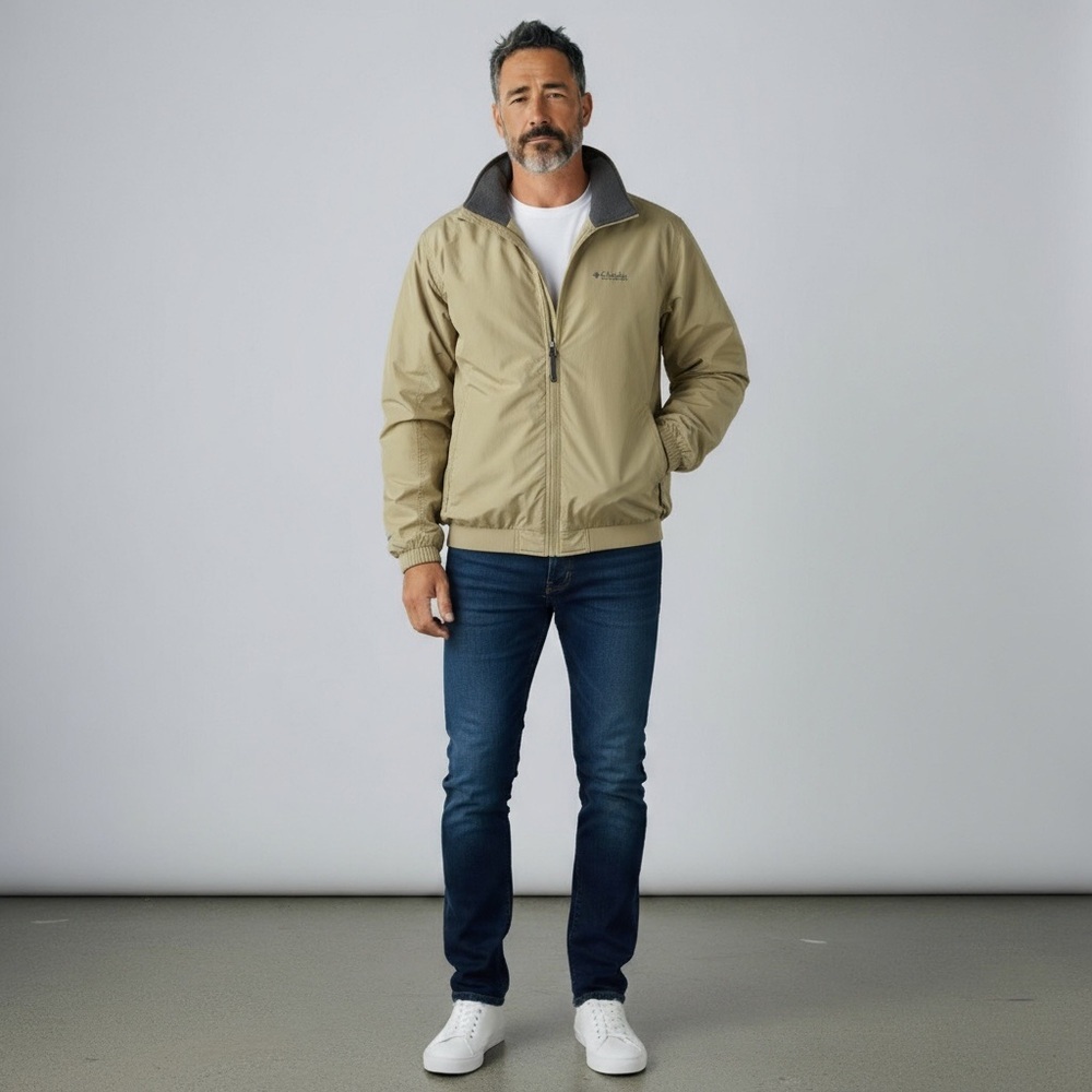 Columbia Men’s Fleece-Lined Bomber Jacket Full Zip Khaki XXL